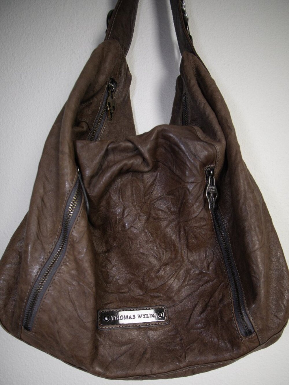 Thomas Wylde Lambskin Leather Skull Hobo Bag